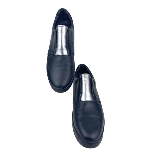 Prada Black Calfskin Leather Silver Chrome Slip On Sneakers 3S6047 US 8 EU 41 main image 15